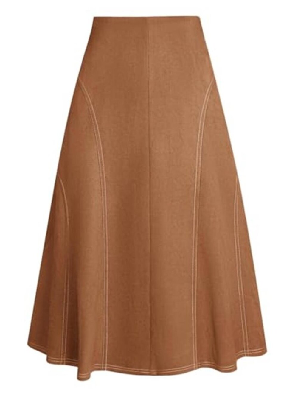 Women's Suede Midi Skirt Fall Winter High Waist A Line Skirt